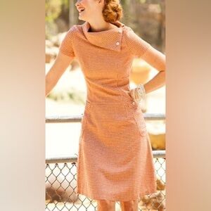 Shabby Apple Orange Checkered Midi Dress